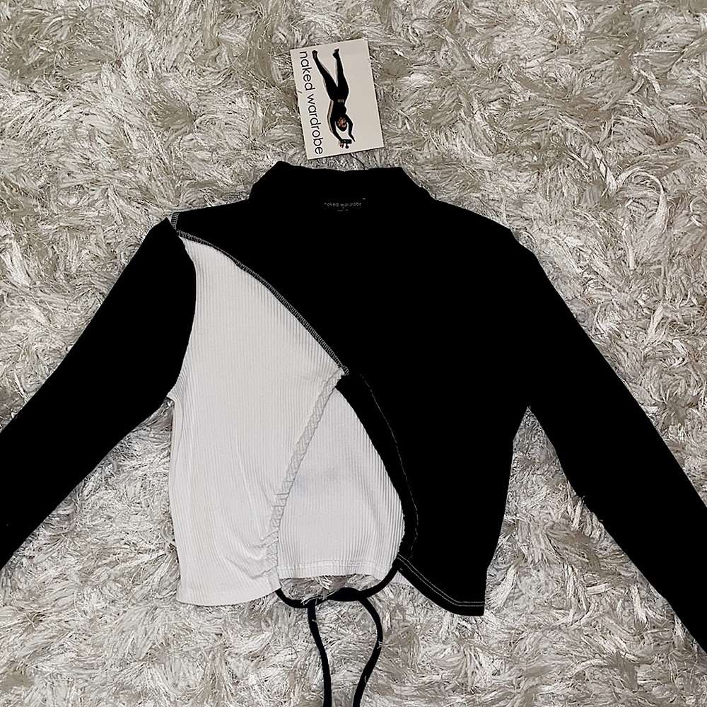 Naked Wardrobe - Two Toned Tied Crop Top